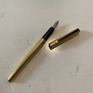 Vintage Dunhill Gold Plated BARLEYCORN 14K Broad Nib Fountain Pen - Bild 1 von 7