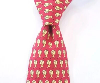 Gravata de seda masculina Vineyard Vines estampa ousada vermelha e amarela 3 1/2" x 58 1/4" - Imagem 1 de 4