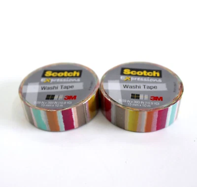 Scotch Expressions Washi Tape Blurred Lines Multicolors 2 Rolls Sealed - Image 1 of 4