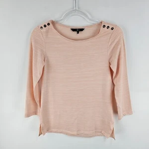 Jasper Conran Top Womens 10 3/4 Sleeve Orange White Stripe Button Detail Casual - Picture 1 of 8