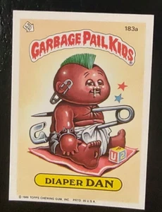 1986 TOPPS cubo de basura niños GPK OS5 pañal sin troquelar error Dan #183A casi nuevo - Imagen 1 de 3
