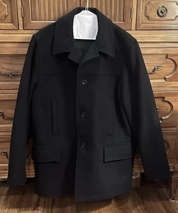 Men’s Wool Pea Coat Dress Jacket Nautical Small Navy Blue Fisherman Coastal Fall - Picture 1 of 8