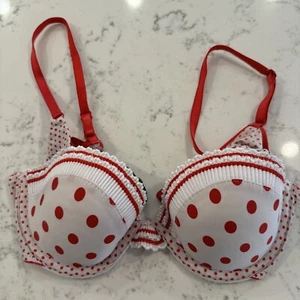 Jezebel Women's Red WhiteUnderwire Push Up Bra 34B - Picture 1 of 10