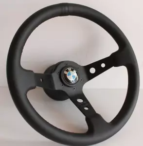 Volant pour fits For BMW Deep Dish Cuir Noir Sport Race E31 E32 E34 E36 92-96 - Picture 1 of 13