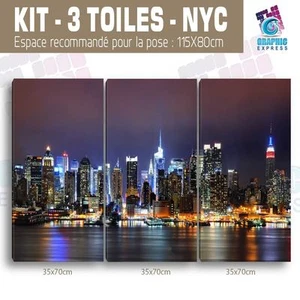 105x70cm- Kit 3 DIPINTI STAMPATO QUADRO DECORAZIONE - NEW YORK-NY-01 -3T03 - Foto 1 di 19