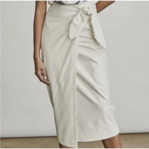 NWT Elizabeth And James XL Vegan Faux Leather Wrap Skirt Midi Maxi Ivory & Long - Picture 1 of 8