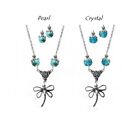 Dragonfly Charm Necklace, Choose Pearl Or Crystal, Color And Fittings