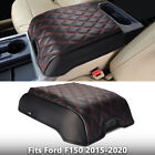 Fits Ford F150 2015-2022 Leather Center Console Lid Arm Rest Cover Pillow Red