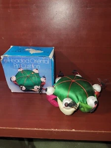 Oriental Silk Green Pin Cushion Asian 6 Children People Chinese Sewing 3 3/4 “ - Picture 1 of 2