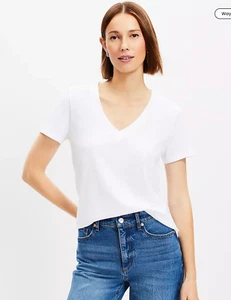 NEW NWT Loft Everyday V neck Tee Color: White Size: XS, S, M, L or XL - Picture 1 of 2