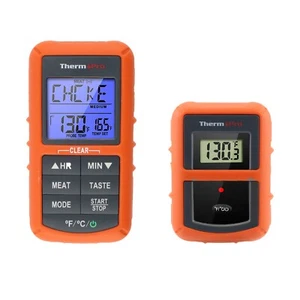 ThermoPro TP07S Digital Smart LCD Screen BBQ Meat Thermometer - Black/Orange - Picture 1 of 15