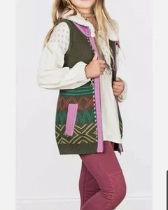 MATILDA JANE Big Idea Make Believe Sweater Vest Tween Size 16 Green Lavender - Picture 1 of 8