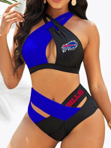 Buffalo Bills Women Sexy Bikini Set High Waist Swimsuit Beach Swimwear 2PCS Gift Cover