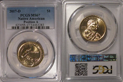 2017 D Native American Sacagawea Dollar $1 PCGS MS67 Position A - Image 1 of 2