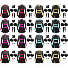 Kids Girls Cheerleading Patchwork Dance Outfits Glittery Pleated Dress Team