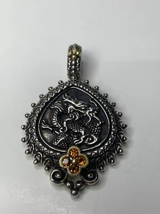 Colgante potenciador citrino Barbara Bixby Dragon oro 18kt plata esterlina 925 prueba - Imagen 1 de 10