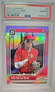 2024 ELLY DE LA CRUZ RC DONRUSS OPTIC PURPLE PRIZM 5/49 PSA 10 POP 1 ROOKIE REDS - Picture 1 of 3