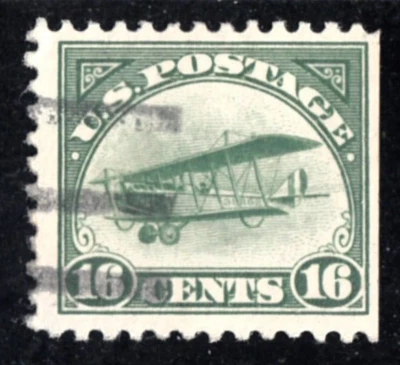 US SCOTT # C2  AIRMAIL CURTUS JENNY 1918  HANDSTAMPED  H1663G-J - Image 1 of 2