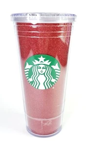 Starbucks 2018 Holiday Glitter rojo vaso frío 16 oz/tapa transparente/sin pajita - Imagen 1 de 4