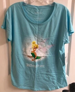 Disney D23 Expo 2017 T-shirt Ladies Size Small Tinker Bell Tinkerbell Blue NWT - Imagen 1 de 5
