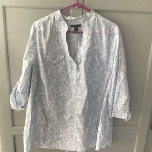 TOMMY HILFIGER Women’s Cotton  1/2 Roll-tab Sleeve Blouse Size1X NWT Paisley - Picture 1 of 9