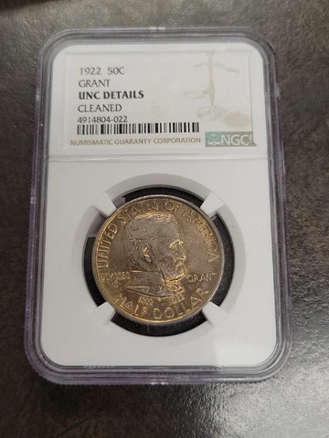 1922 Grant Commemorative Half Dollar NGC UNC Details 50c Silver Cover