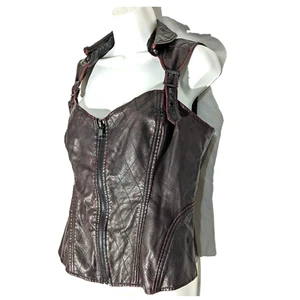 Lip Service XL, Brown Faux Leather, Zip, Dominatrix Corset, Life Into Death, VTG - Picture 1 of 22