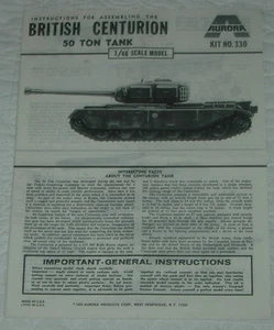 AURORA BRITISH CENTURION TANK MODEL KIT ANLEITUNG NUR 1969 330 - Bild 1 von 2