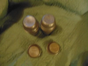 LOT OF Vintage Aluminum COCOMALT & THOMPSON'S DOUBLE MALED MILK SHAKER CUPS LIDS - Picture 1 of 6