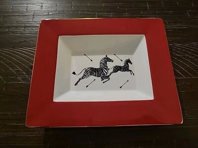 Scalamandre Zebras by Lenox Red Borders Dish 7.5"