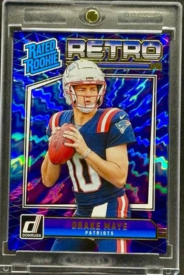 Drake Maye RARO NOVATO AZUL HIPER REFRACTOR TARJETA DE INVERSIÓN PATRIOTAS COMO NUEVO Foto 1 de 2