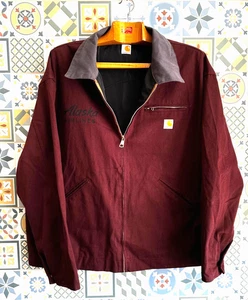 Carhartt Detroit 2000s Chaqueta Reelaborada Hombre’s Grande Borgoña Gris - Imagen 1 de 9