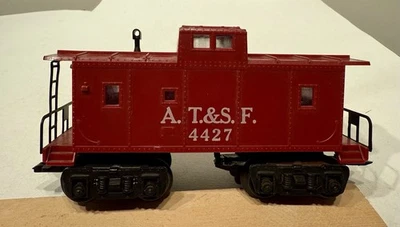 Marx 4427 AT&SF Tuscan Brown 8 wheel Caboose - CUSTOMIZED LIGHTING - Image 1 of 4