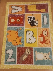 BABY'S PRAM COVER, ANIMALS, LETTERS, NUMBERS DESIGN, HARDLY USED - Picture 1 of 2