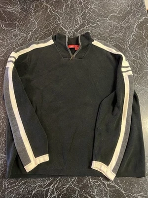 MERONA Men’s Sweater with Zip Neck Stripes On Arms Cotton Vintage 90s Large L - Image 1 of 4