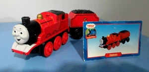 Motorized James Train Engine 2000 Die Cast Thomas Wooden Railway Fwd/Rev W/ Card - Picture 1 of 10