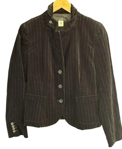Vintage J.Crew Black Pinstripe Blazer Size 8 Dark Academia Parisian Chic Preppy - Picture 1 of 6