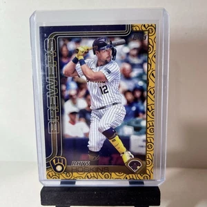 2025 Topps Series One Rhys Hoskins #93 Team Color Logo Border Brewers SP - Picture 1 of 3
