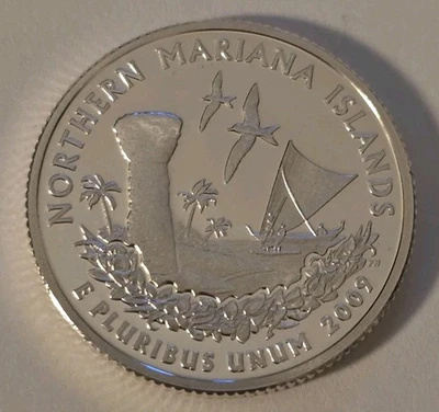 2009 S Northeast Mariana Island 90% SILVER Quarter Proof Gem Deep Cameo US Coin - Image 1 of 2