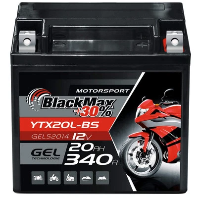 BlackMax YTX20L-BS Motorradbatterie GEL 12V 20Ah 52014 82000 CTX20L-BS GTX20-BS - Bild 1 von 4