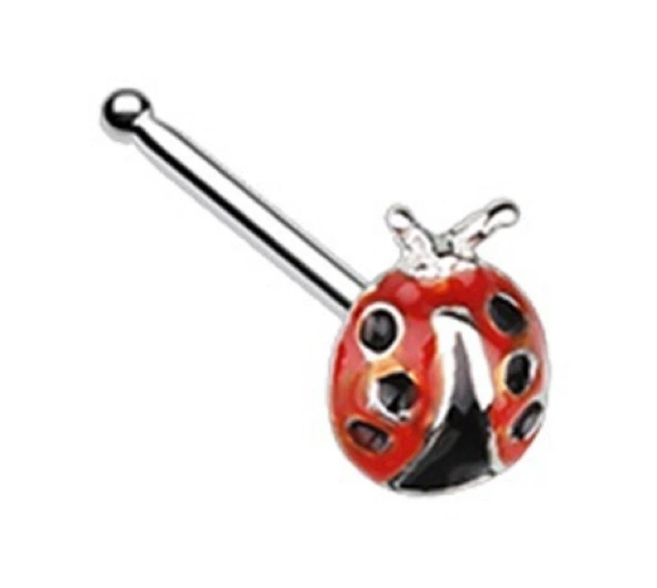 Nose Ring Stud lady bug top 316L  Sterling Silver ladybug - Image 1 of 1