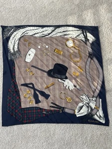 Vintage Polo Ralph Lauren Silk 34” Scarf Top Hat Cane Mens Gold Jewelry Dapper - Picture 1 of 9