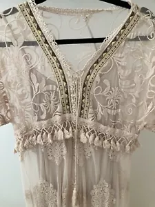 NEW J & L LACE EMBROIDERED BOHO BEACH HOLIDAY MAXI DRESS SIZE FITS UK 10 - 12 - Picture 1 of 13