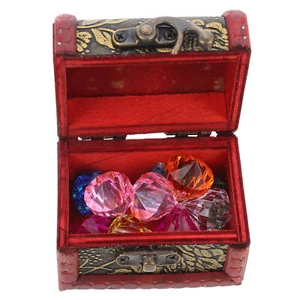  Vintage Jewelry Box Children's Pirate Treasure Chest Toys Travel with Gemstones - Picture 1 of 9