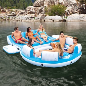 Large Floating Island Inflatable Island Pool Float Tub Outdoor Summer 7 Person - Picture 1 of 9