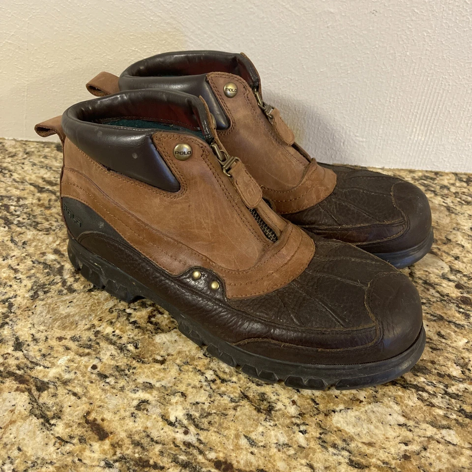 Polo Ralph Lauren Kewzip Leather Duck Boots Ankle Men’s Size 12D - Image 1 of 4