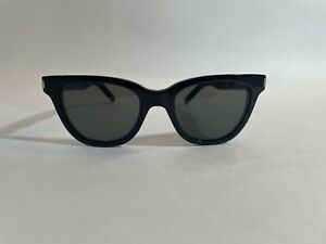 Authentic Saint Laurent 51 SMALL 001 Blk Plastic Cat-Eye Sunglasses Grey Lens