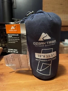 Blue Ozark Trail Rectangular Sleeping Bag Liner, 78" X 33.5" for Camping - Picture 1 of 1