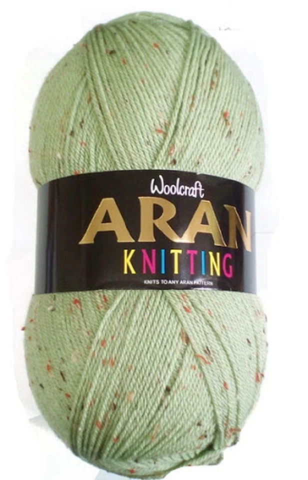 Woolcraft Aran Knitting Yarn 400g With Wool 903 SAGE TWEED