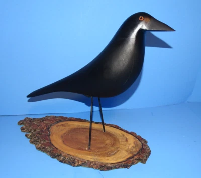 Perdew Vintage Charles Haddon Perdew Crow Decoy with Brass Perdew Label - Image 1 of 4